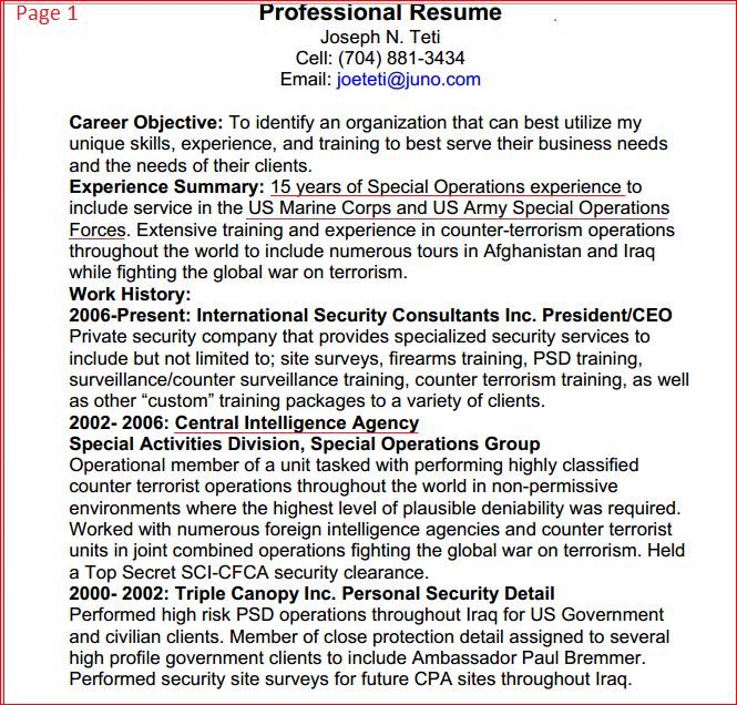 Where do i put security clearance on a resume